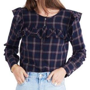 Madewell Flannel long sleeve top sz M